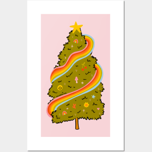 Rainbow Christmas Tree Posters and Art